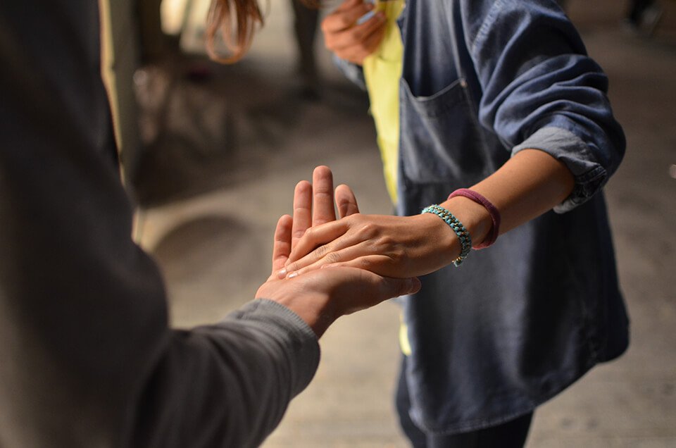 A person being assisted on the street