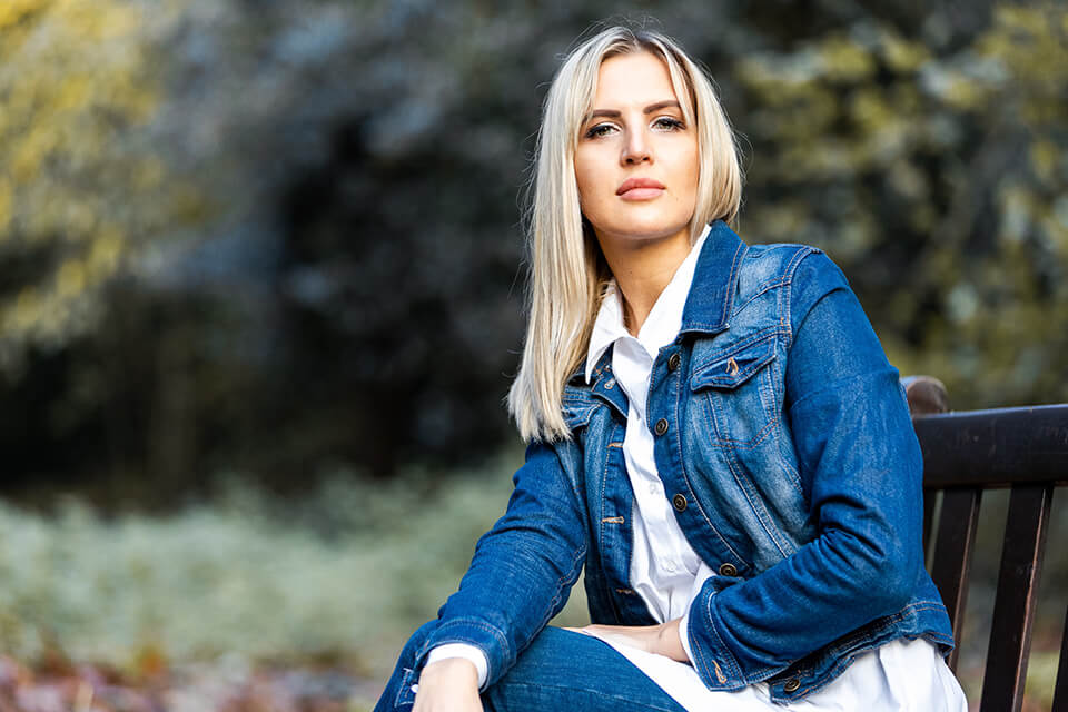 Woman looking confidently into the camera