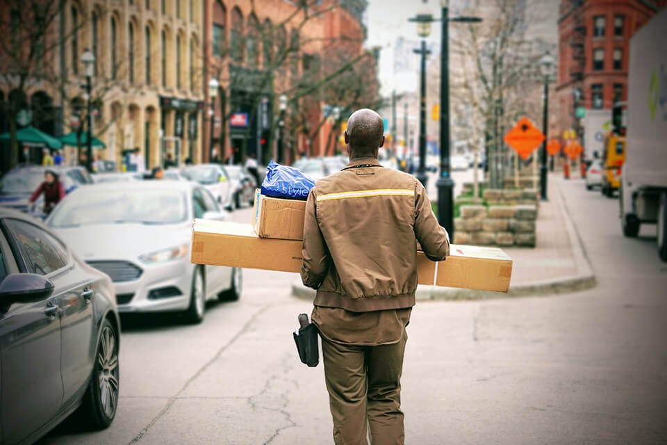 Man delivering large packages