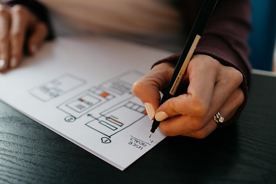 Woman writing down her goals on paper