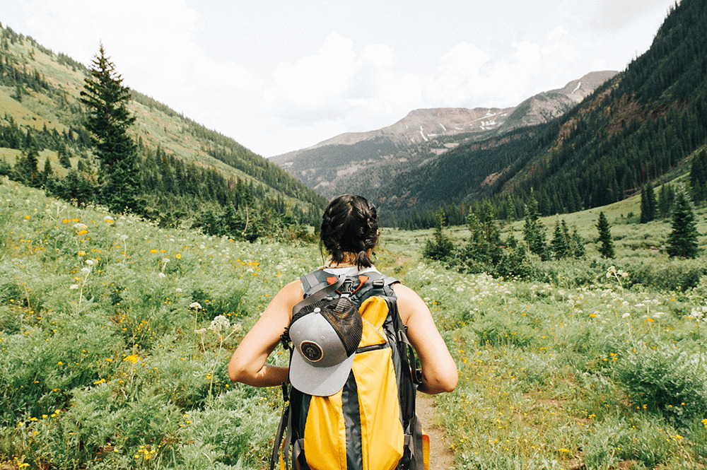 woman starting a long hike 1