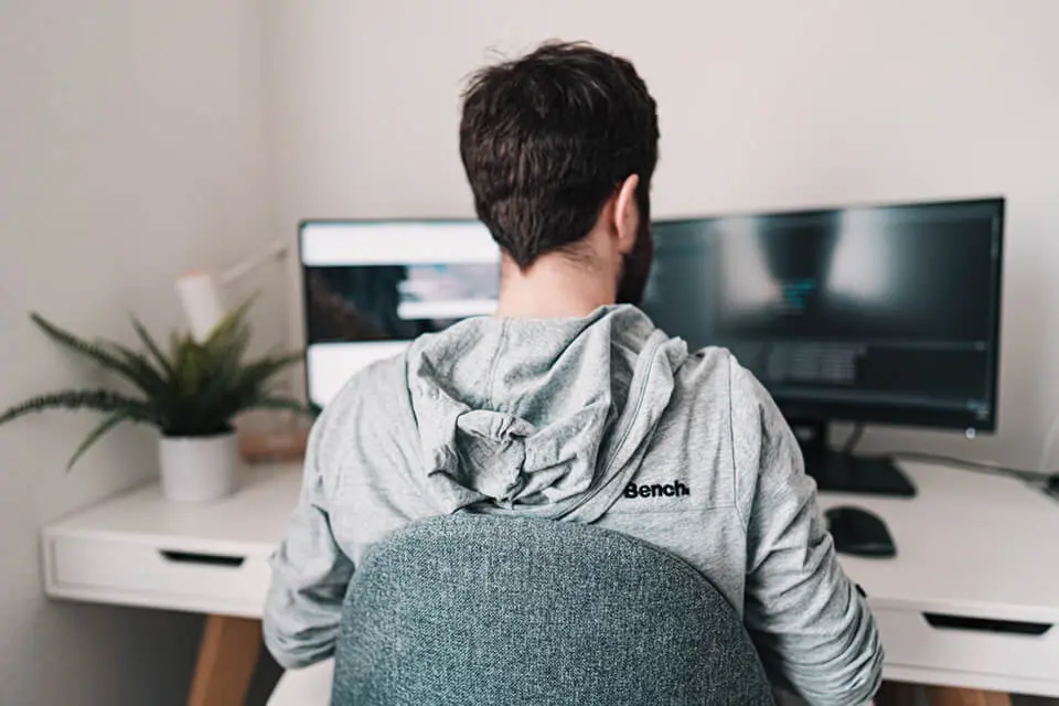 Man working in his home office